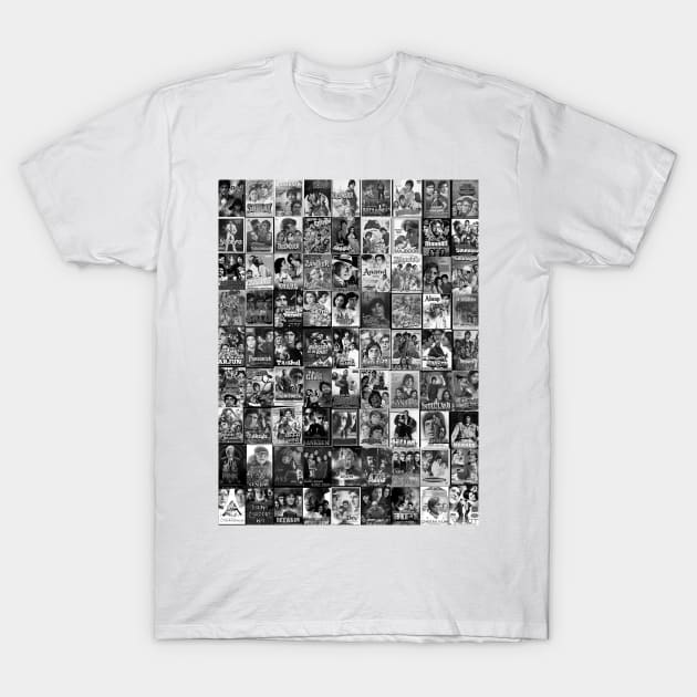 amitabh Bachchan Black and white collage T-Shirt by SAN ART STUDIO 